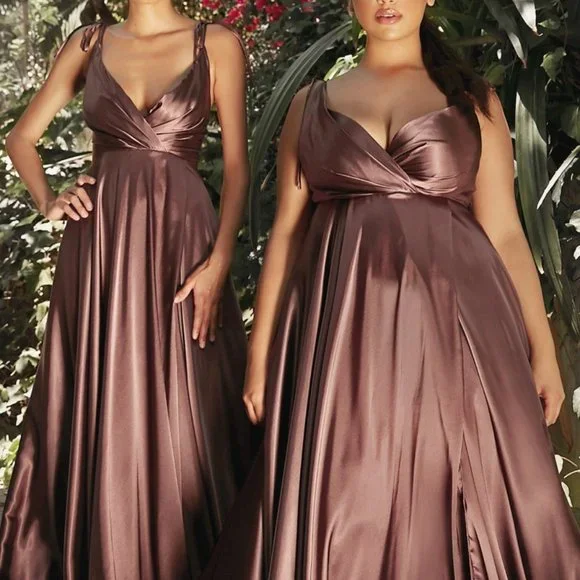 slim fit dress slacks Sample Gold Champagne Carmen Satin Dress